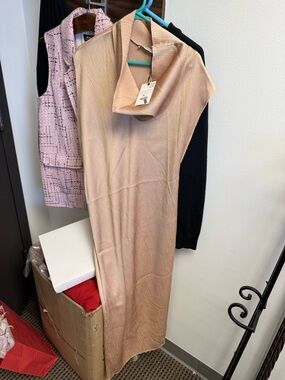 Zara Ribbed Sleeveless Dress in Light Beige
